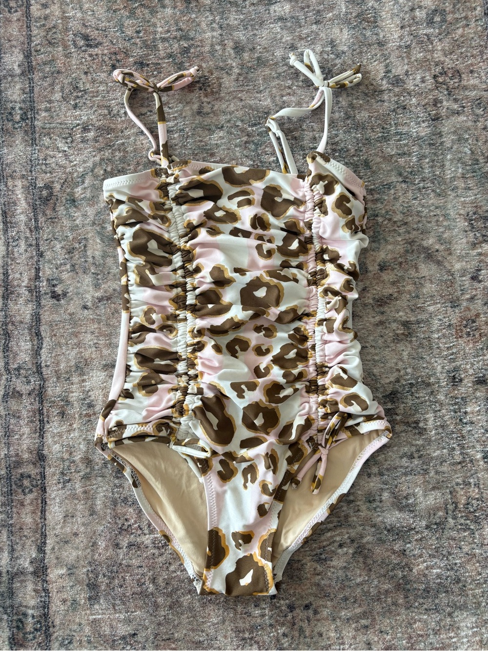 Girls Pink & Brown Leopard-Print One-Piece Swimsuit